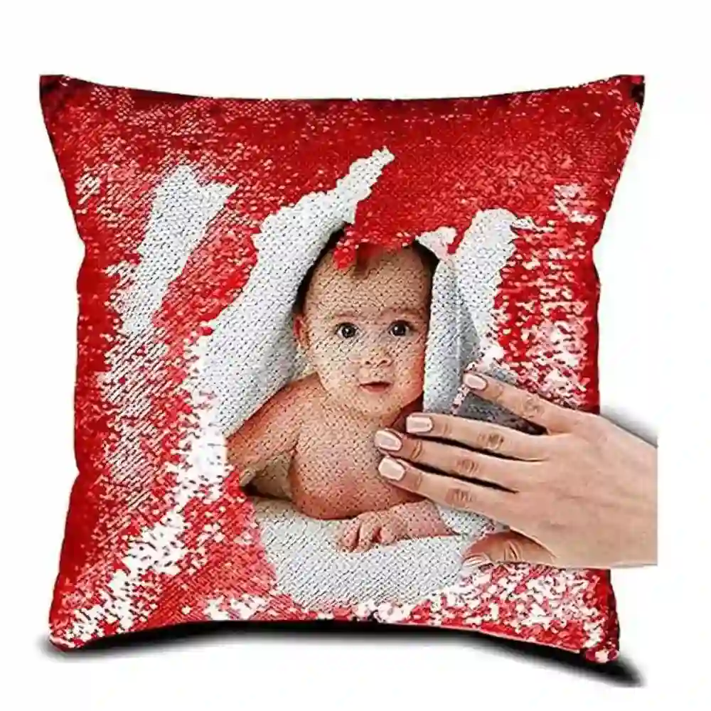 I Love You Sequin Cushion with Photo